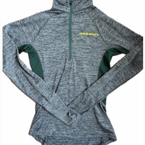 Oregon Ducks Running Quarter Zip Grey Green Colosseum XS